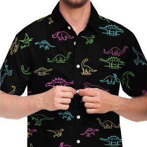 Neon Dinosaur Button-Up Shirt