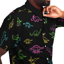 Neon Dinosaur Button-Up Shirt