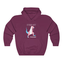 Stomp Out Transphobia T-Rex Unisex Heavy Blend™ Hooded Sweatshirt - Fossil Daddy