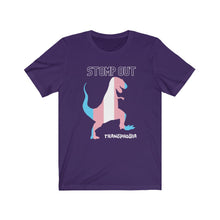 Stomp Out Transphobia T-Rex Unisex Jersey Short Sleeve Tee - Fossil Daddy