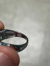 Size 8 London Blue Topaz Ring, 14 white gold over 925 Silver