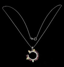 Beautiful Opal & Rhodolite 18” Necklace, 14k white Gold over 925 Silver