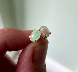 Handmade S925 Opal Stud Earrings